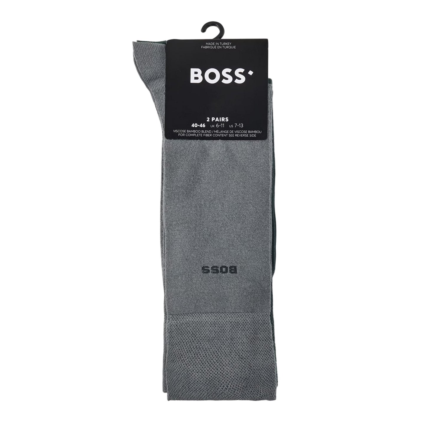 Dark Green - Back - Boss Mens Bamboo Crew Socks (Pack of 2)