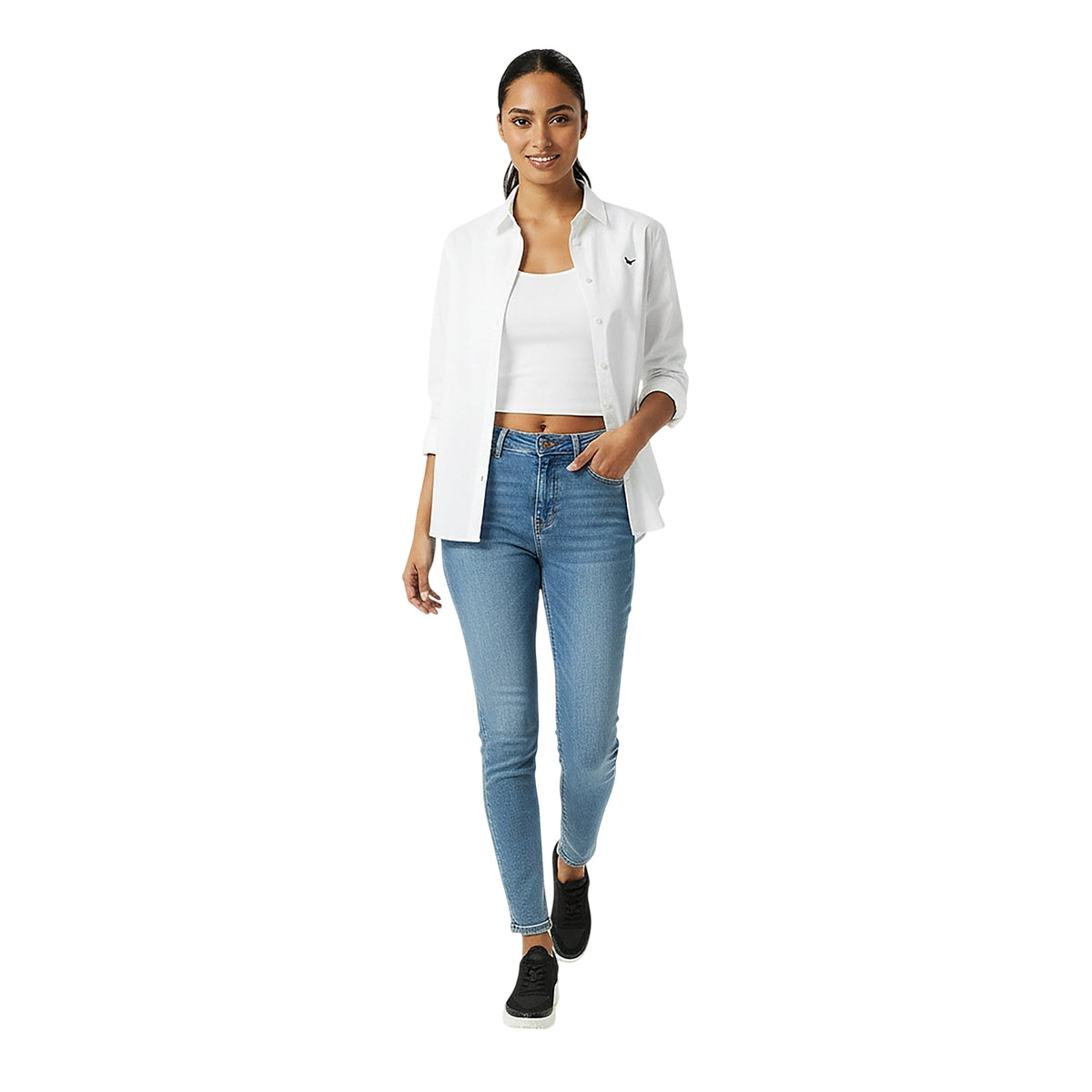 Bright White - Lifestyle - Jack Wills Womens-Ladies Classic Twill Long-Sleeved Shirt