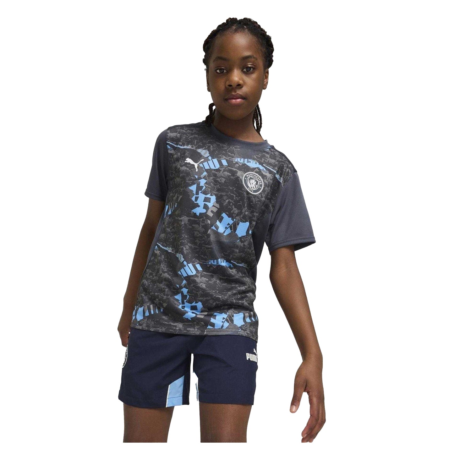 Cool Grey - Side - Puma Childrens-Kids Prematch 24-25 Manchester City FC Football Shirt