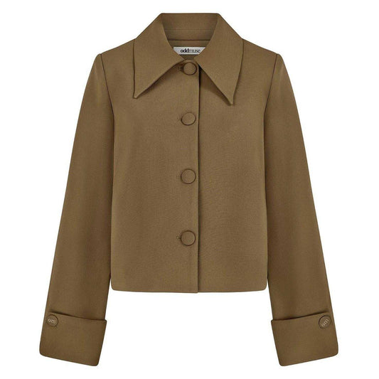 Olive - Front - Odd Muse Womens-Ladies Plain Relaxed Fit Jacket