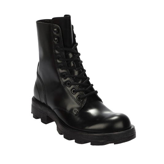 Black - Front - Diesel Womens-Ladies Hammer Leather Lace Up Combat Boots