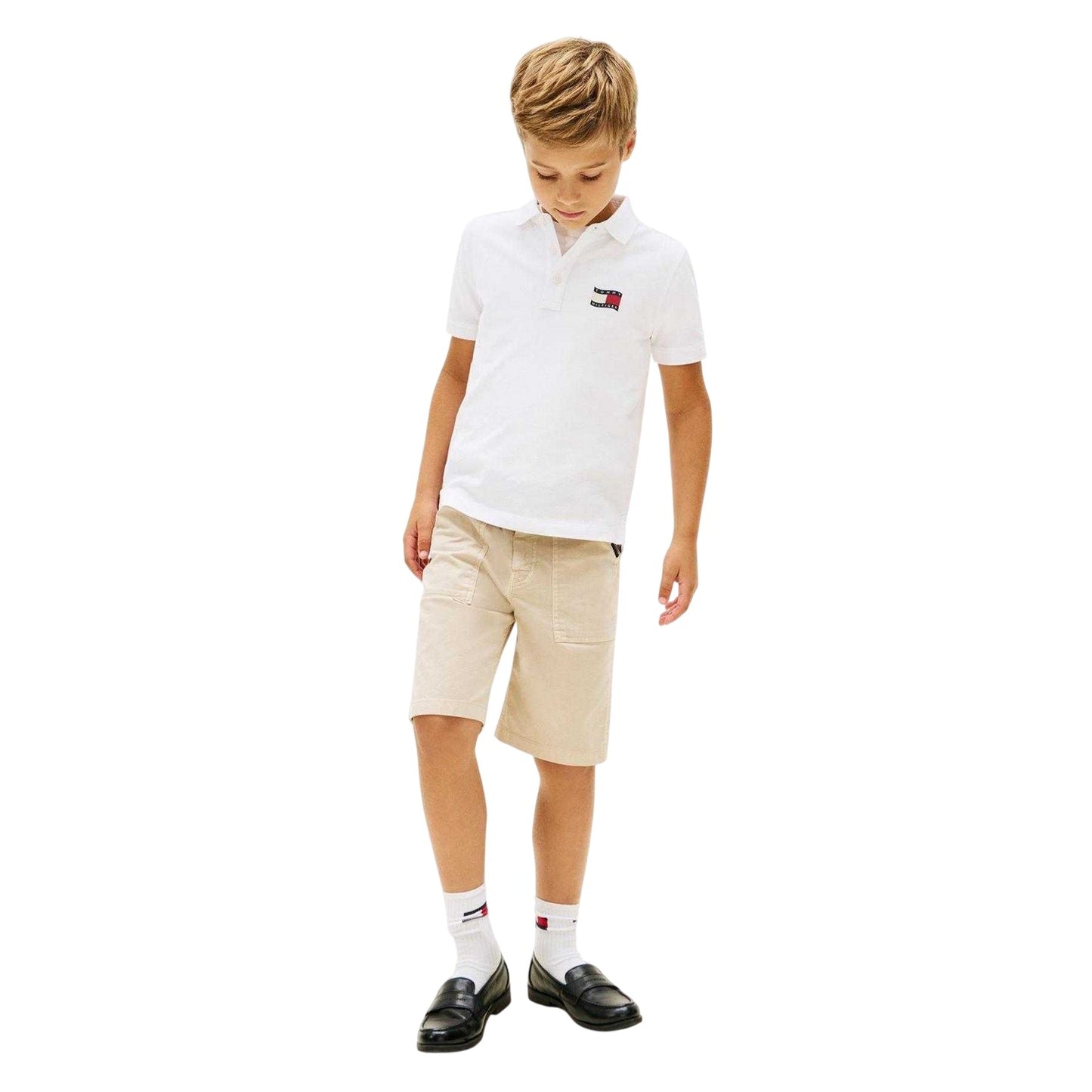 White - Lifestyle - Tommy Hilfiger Childrens-Kids Flag Polo Shirt