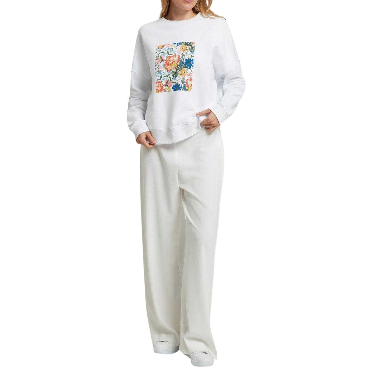 White - Lifestyle - Ted Baker Womens-Ladies Floral Relaxed Fit Sweatshirt