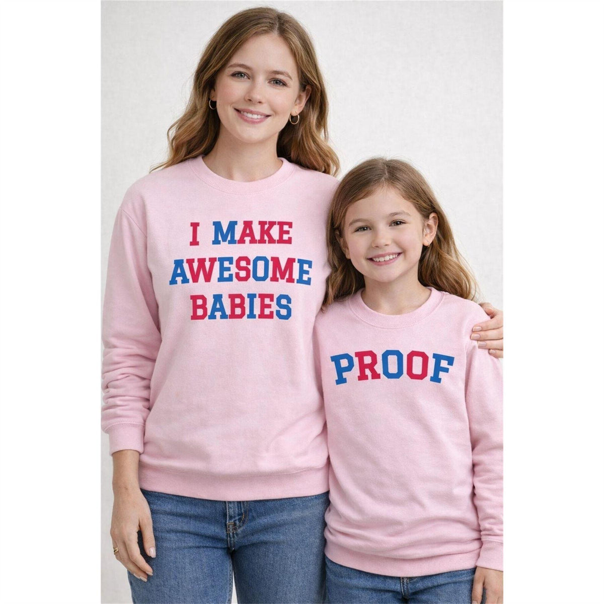 Pink - Back - AWD Womens-Ladies I Make Awesome Babies Sweatshirt