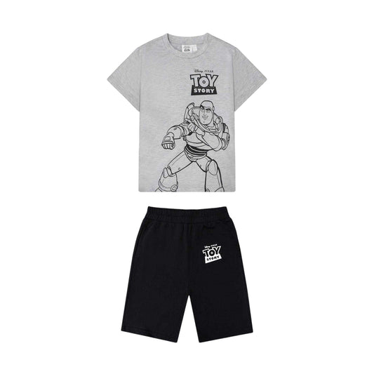 Grey-Black - Front - Toy Story Childrens-Kids Buzz Lightyear & Woody T-Shirt & Shorts Set