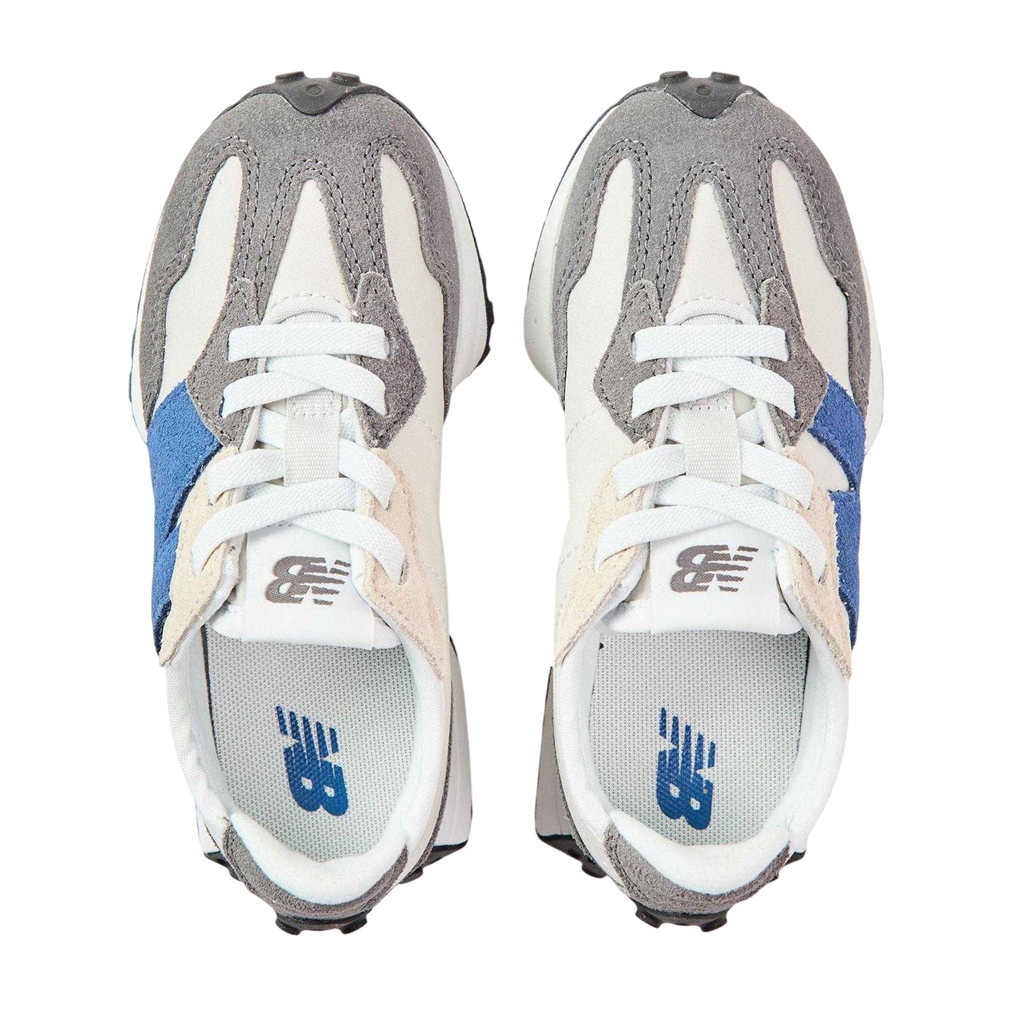 Grey-Blue - Side - New Balance Childrens-Kids 327 Suede Lightweight Trainers
