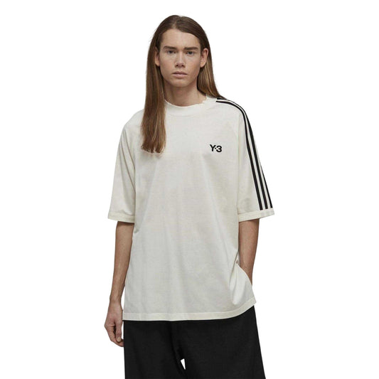 White-Black - Front - Y-3 Mens Adidas T-Shirt