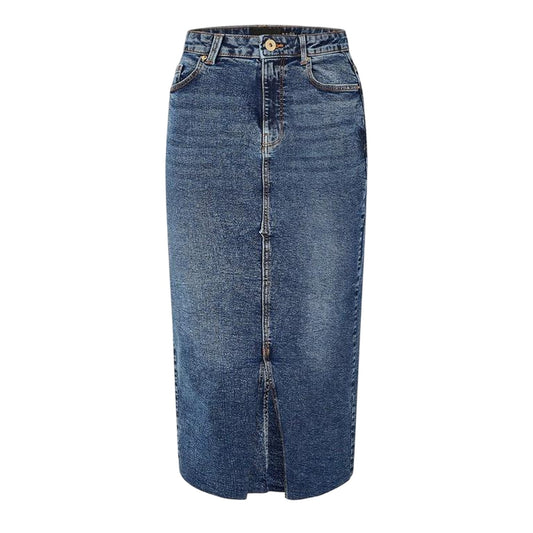 Blue Denim - Front - Pieces Womens-Ladies Denim Pencil Skirt
