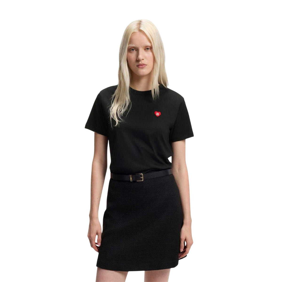 Black - Side - Hugo Womens-Ladies Heart Logo T-Shirt
