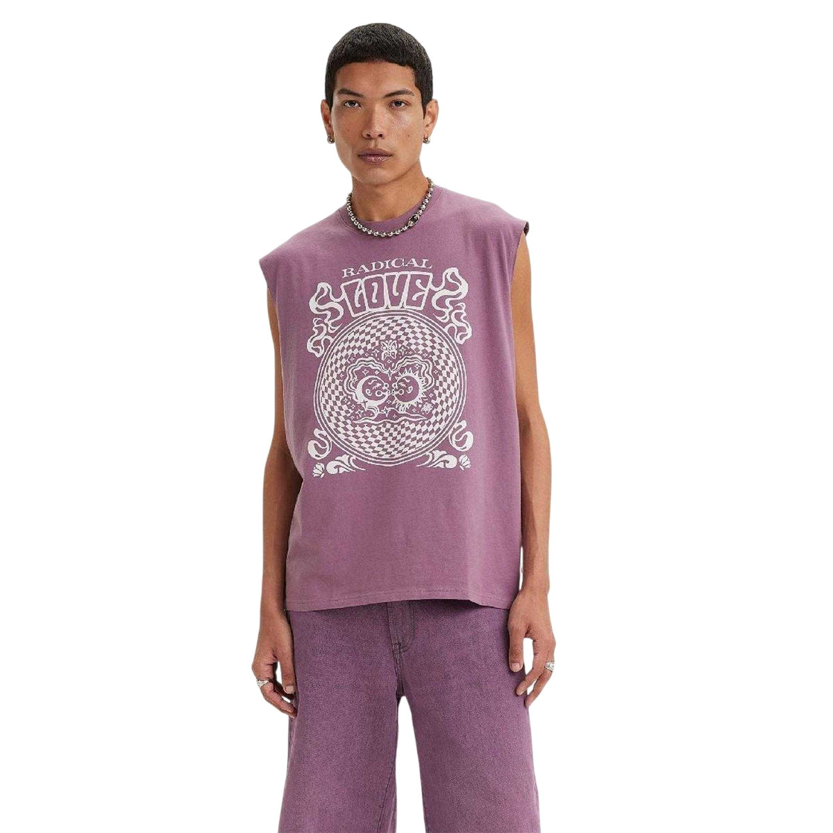 Purple - Side - Levis Mens Graphic Print Pride Tank Top