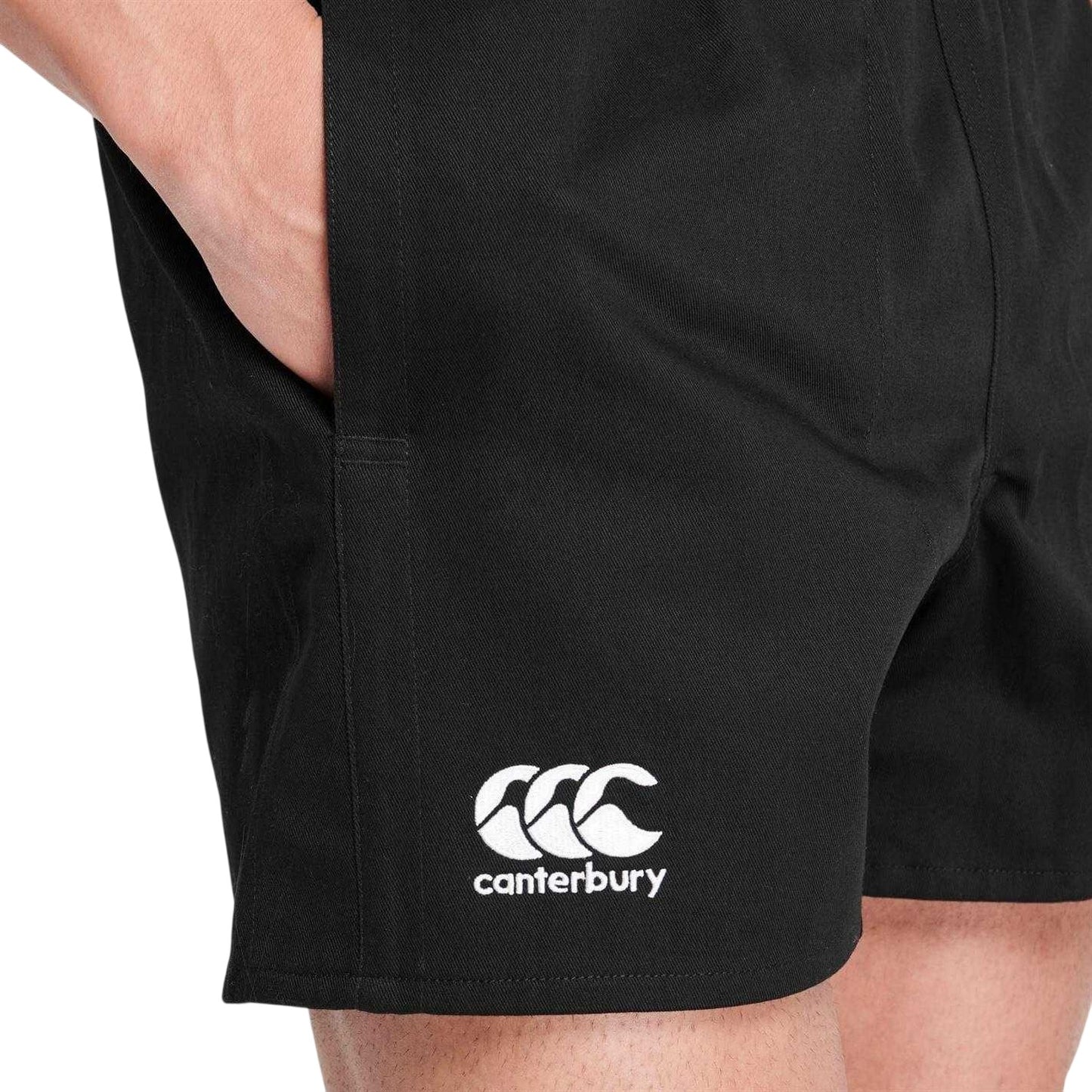 Black - Side - Canterbury Mens Logo Rugby Shorts