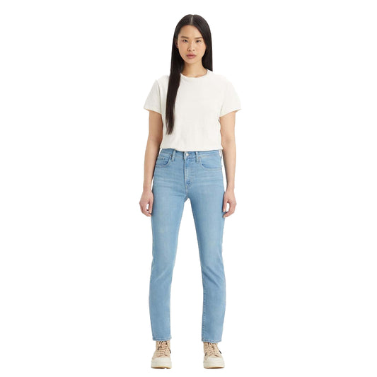 Denim - Front - Levis Womens-Ladies 724 Rio Fate Leather Patch Straight Leg High Rise Jeans
