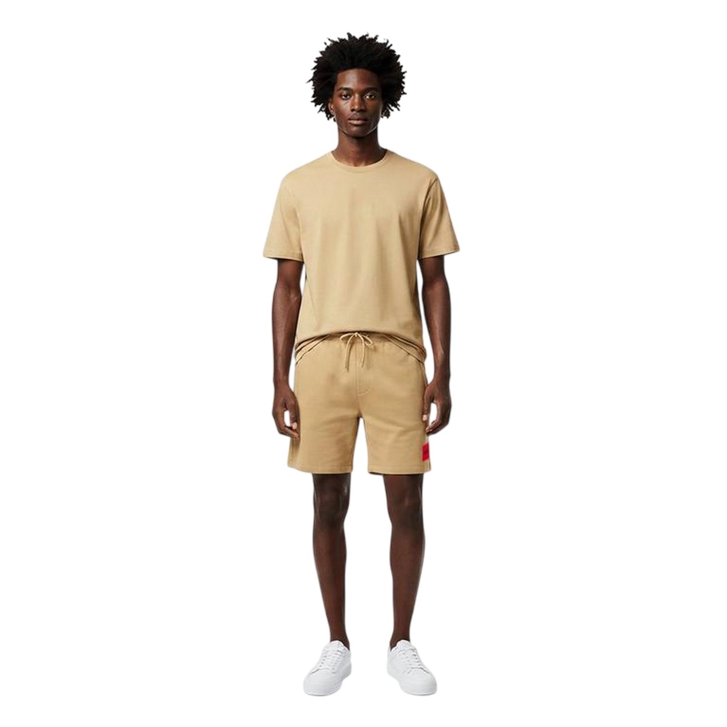 Sand - Side - Hugo Mens Fleece Sweat Shorts