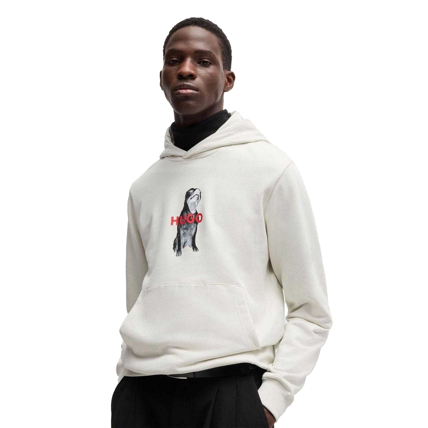Natural - Lifestyle - Hugo Mens Dartchon Bulldog Hooded Relaxed Fit Hoodie