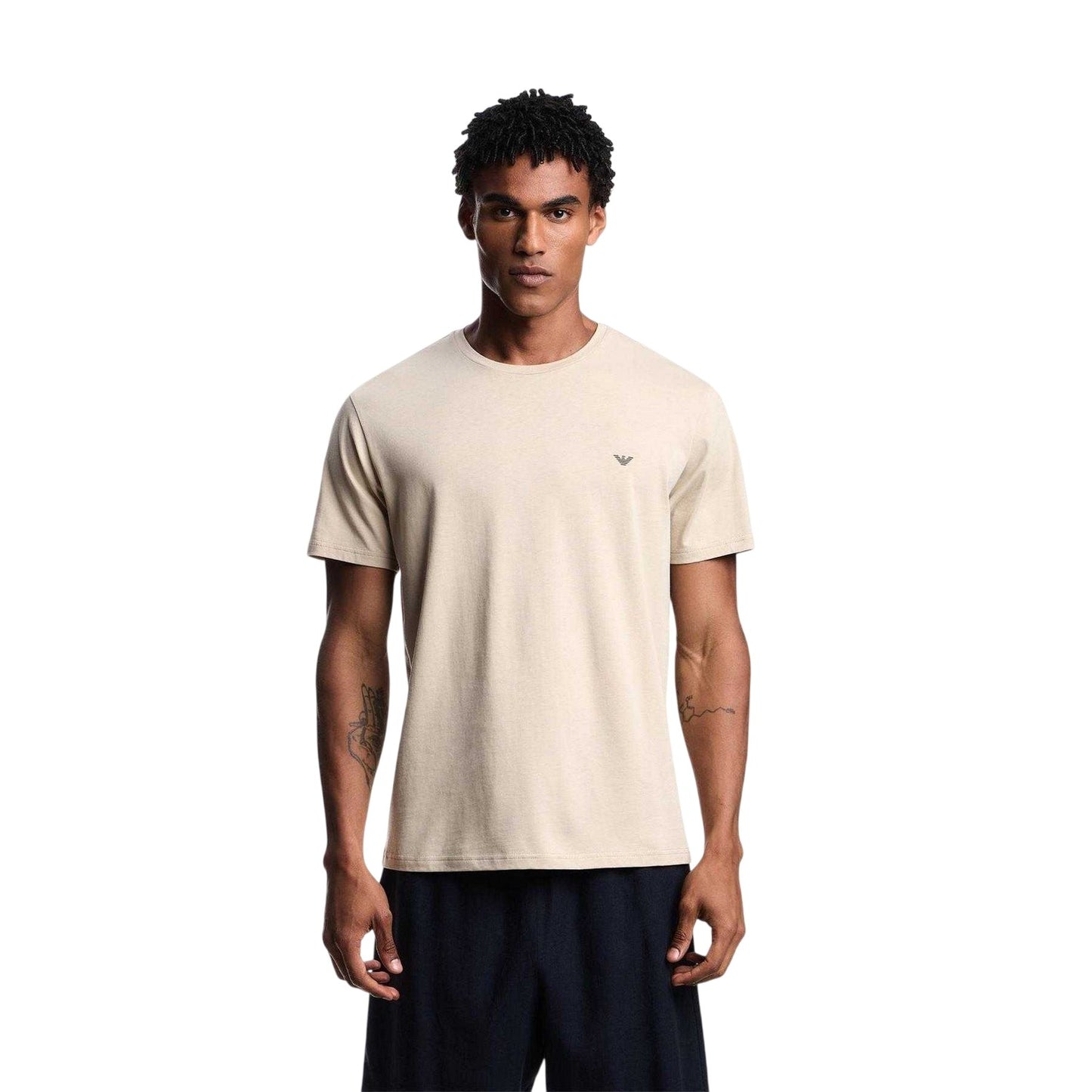 Taupe-Stone - Side - Emporio Armani EA7 Mens T-Shirt