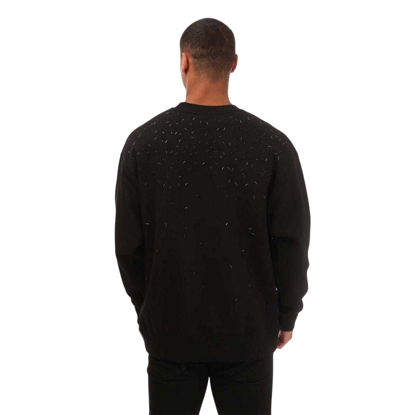 Black - Back - Emporio Armani Mens Shattered Long-Sleeved Sweatshirt