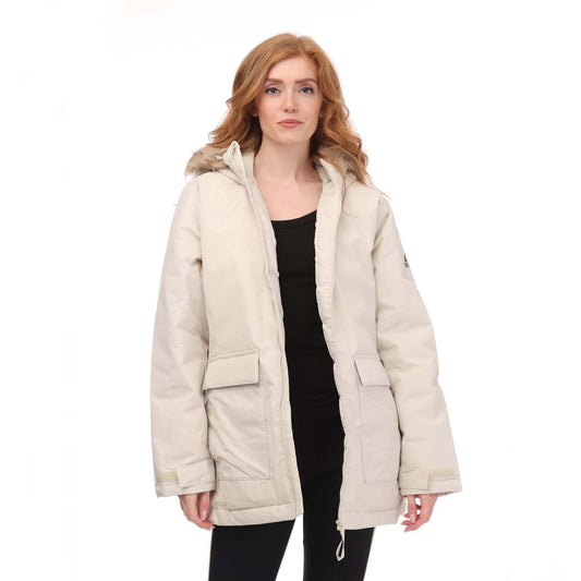 Beige - Front - Adidas Womens-Ladies Utilitas Hooded Parka