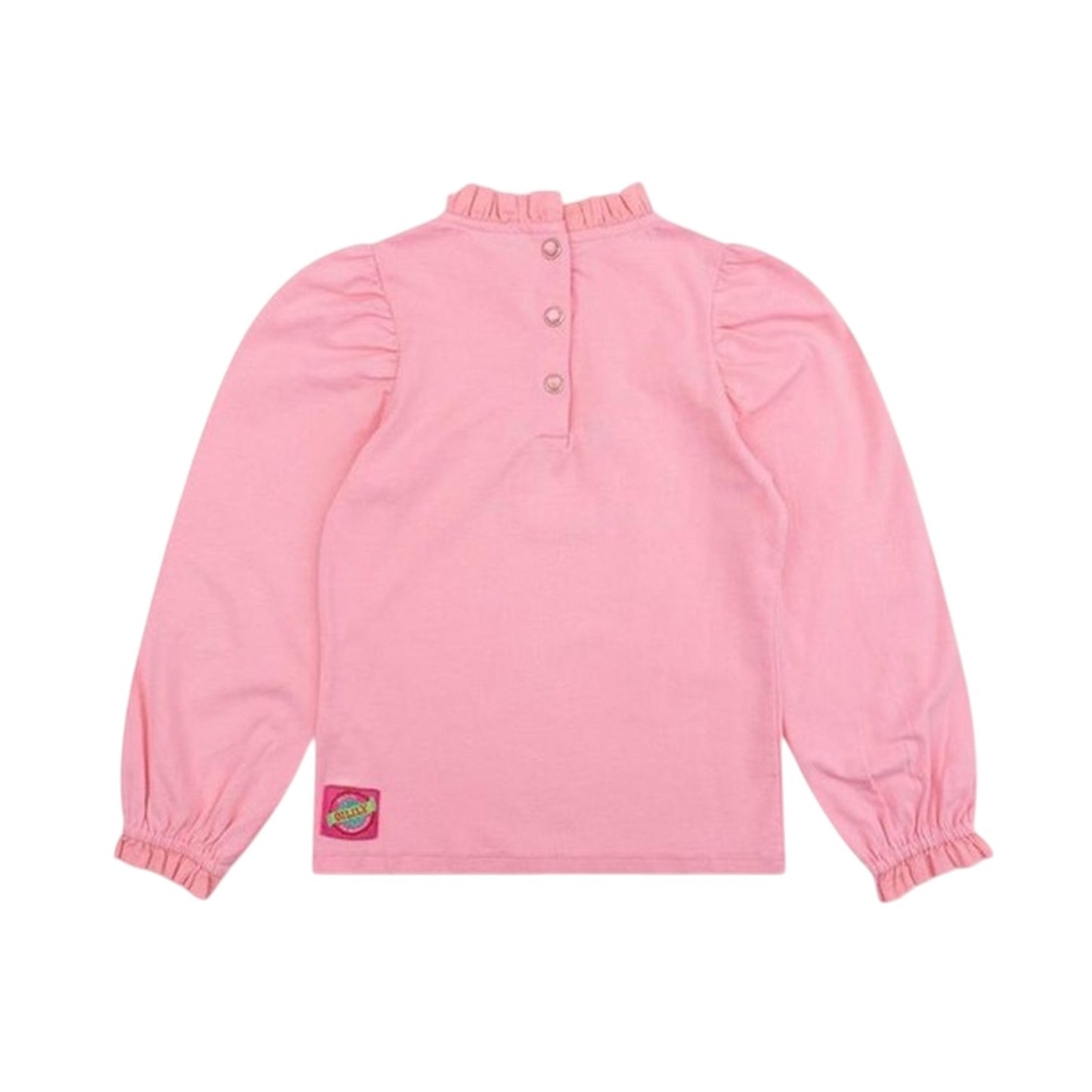 Pink - Back - Oilily Childrens-Kids Embroidered Mock Neck Long-Sleeved T-Shirt