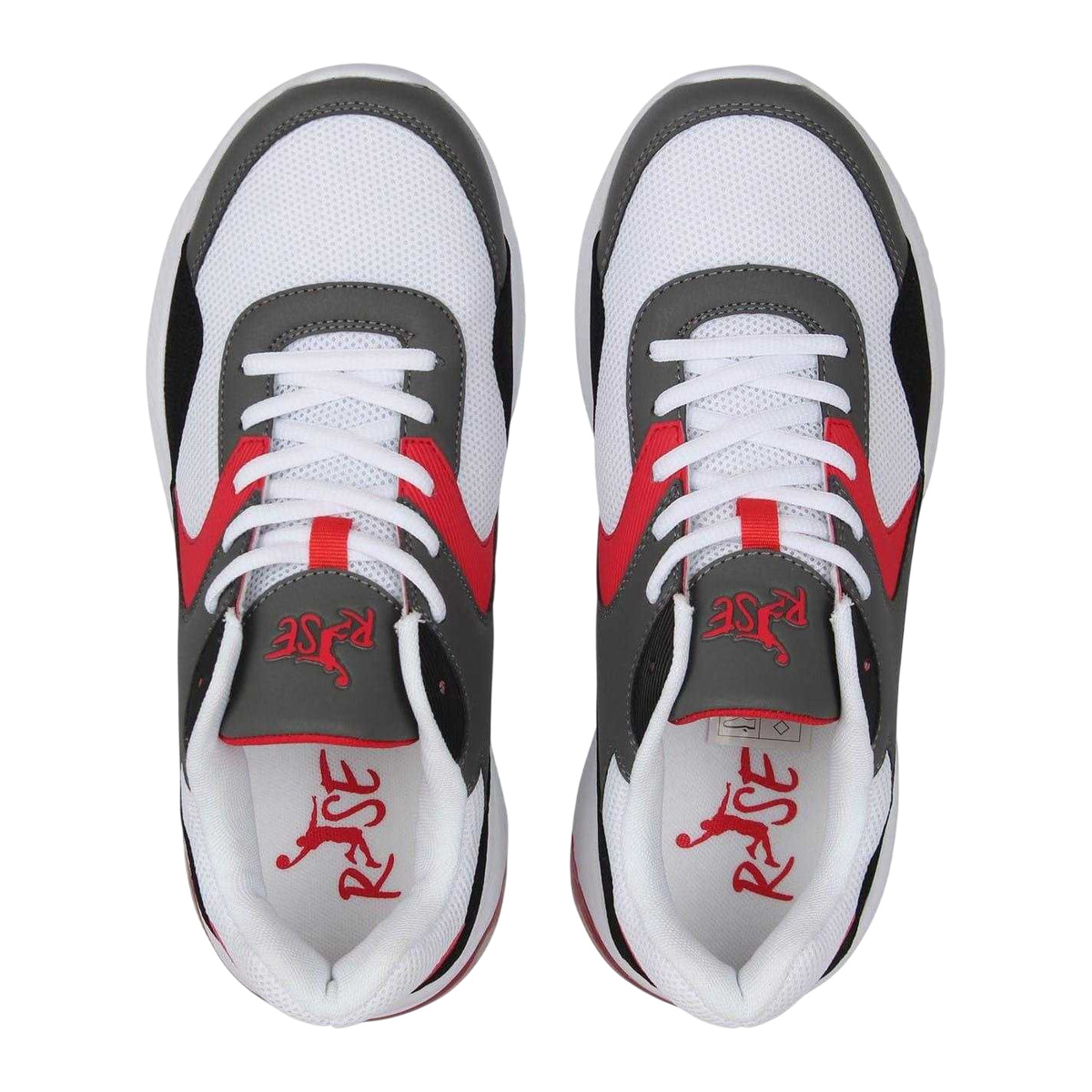 White-Red - Pack Shot - Rise Mens Air Cushioned Basketball Shoes