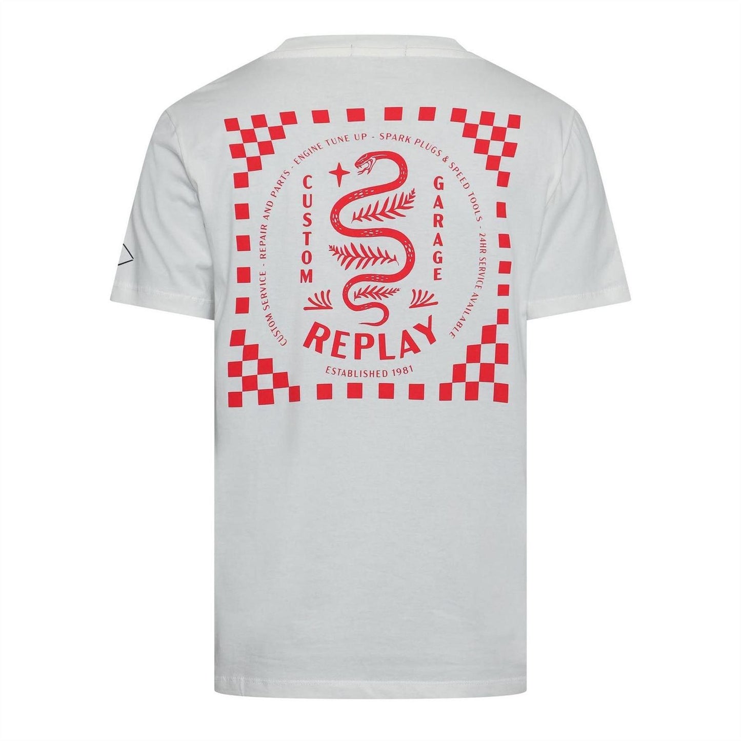 White - Back - Replay Mens Snake Cotton T-Shirt