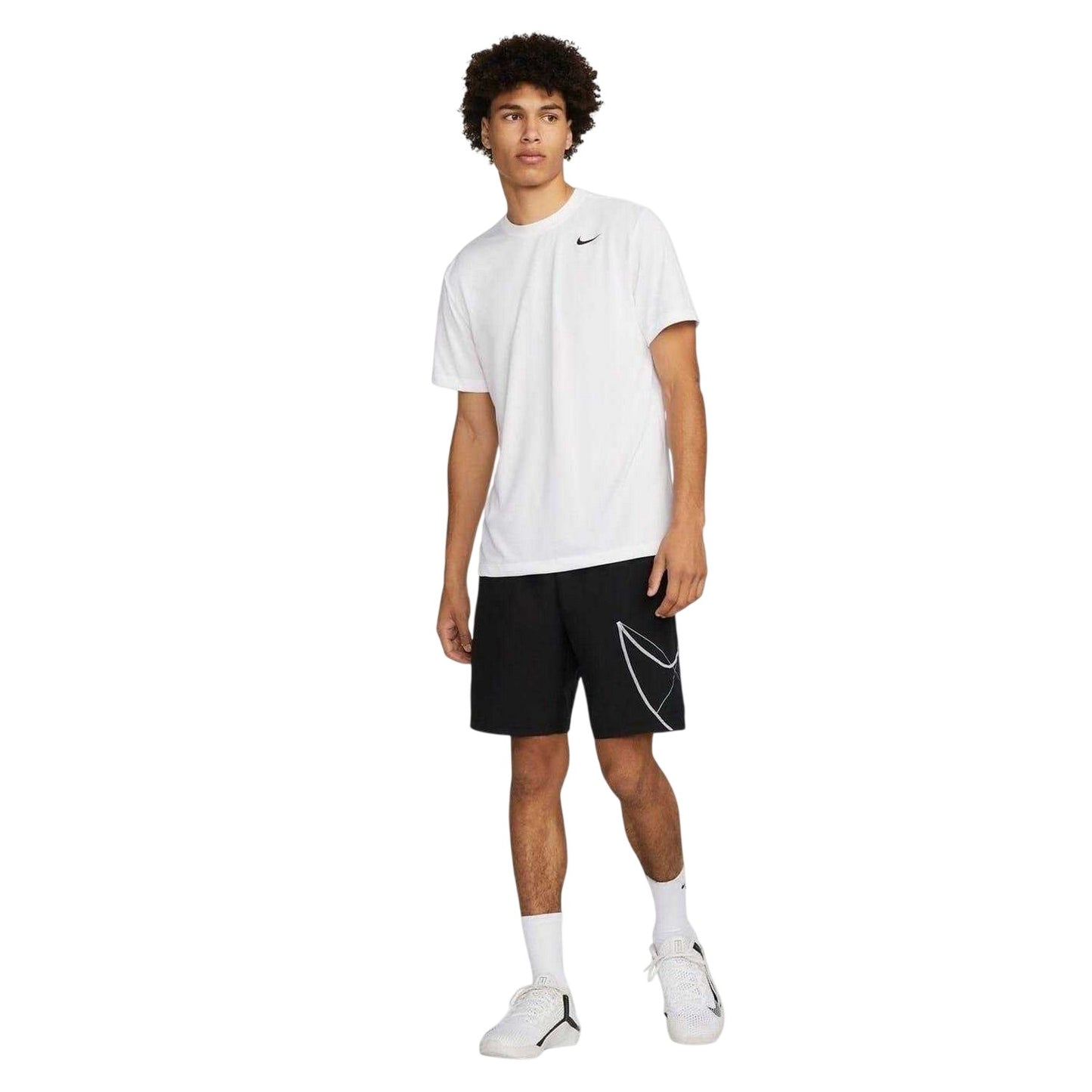 White-Black - Side - Nike Mens Legend Swoosh Dri-FIT T-Shirt