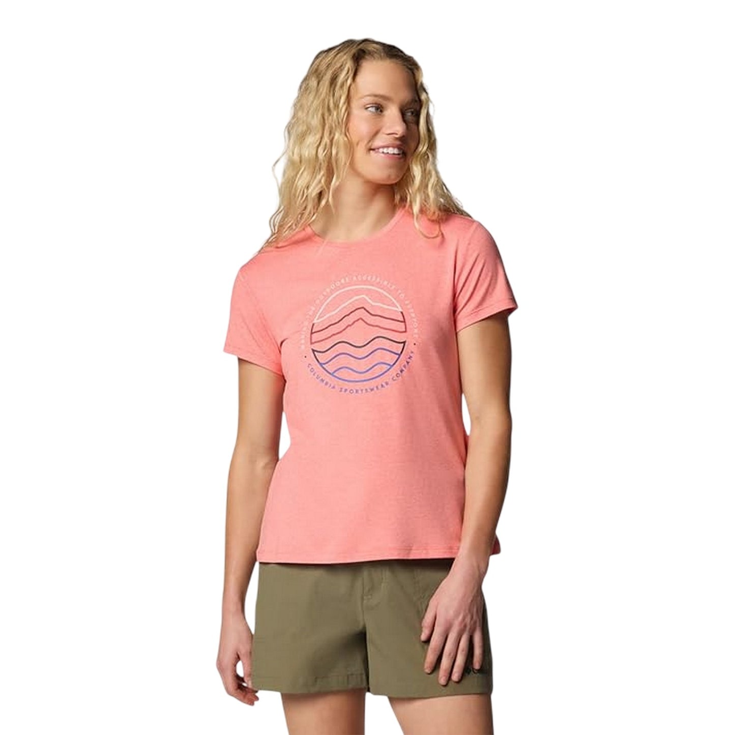 Pink - Side - Columbia Womens-Ladies Sloan Ridge Graphic Print T-Shirt
