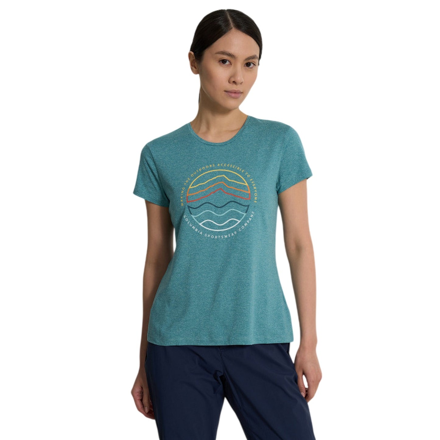 Teal - Side - Columbia Womens-Ladies Sloan Ridge Graphic Print T-Shirt