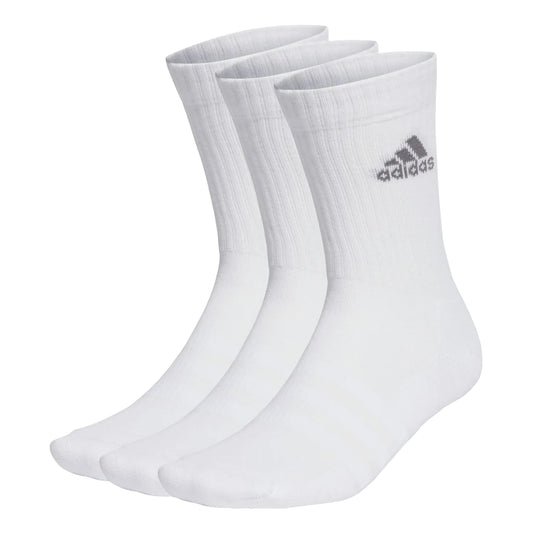 White-Grey - Front - Adidas Unisex Adult Logo Cushioned Crew Socks (Pack of 3)