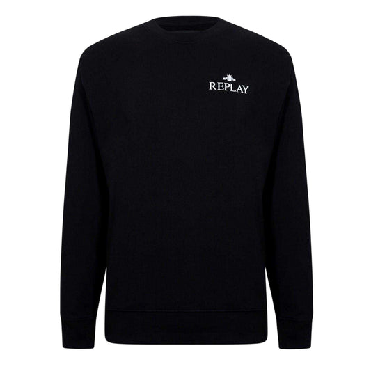 Black - Front - Replay Mens Logo Crew Neck Sweatshirt