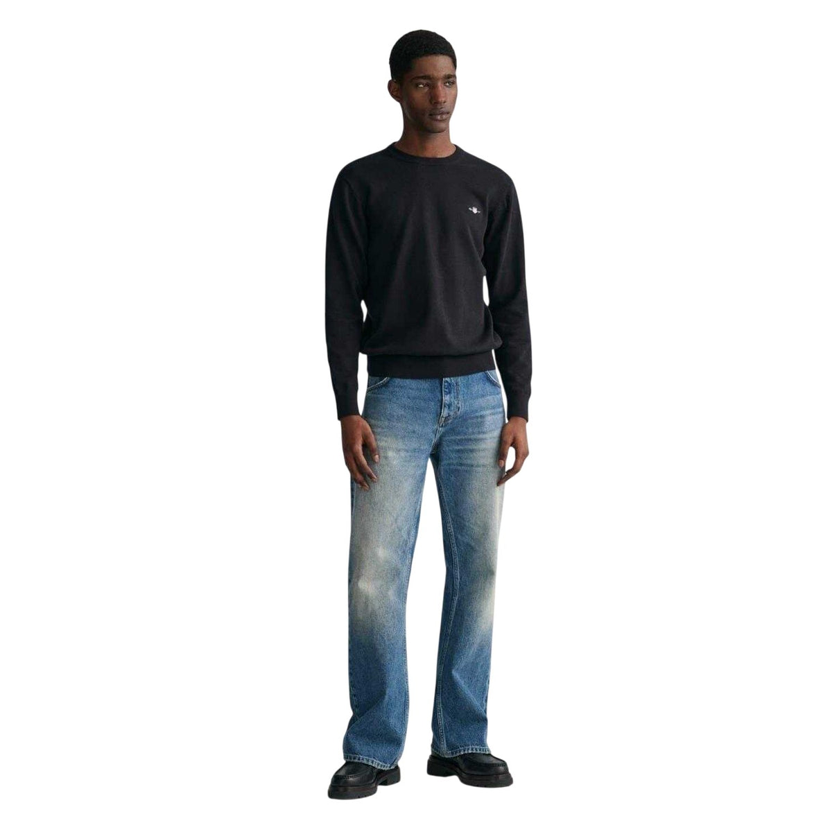 Black - Lifestyle - Gant Mens Cotton Crew Neck Jumper