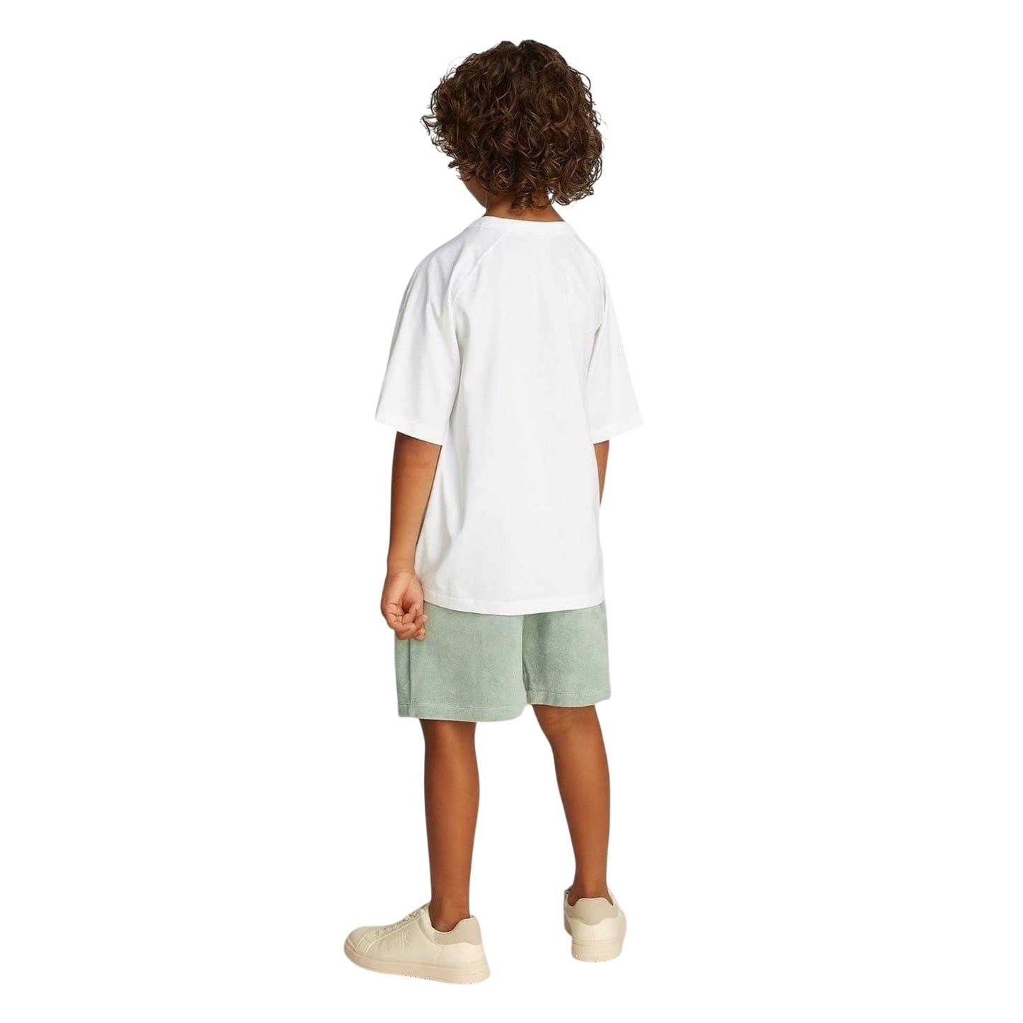 White - Pack Shot - Calvin Klein Childrens-Kids Jeans Appliqué T-Shirt