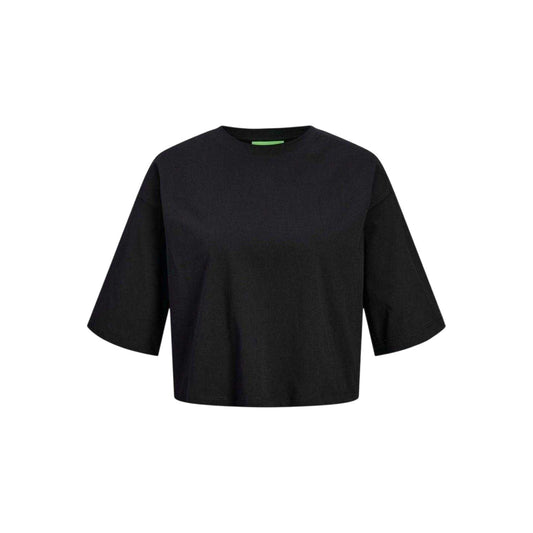 Black - Front - JJXX Womens-Ladies Plain Round Neck Loose Fit Crop Top