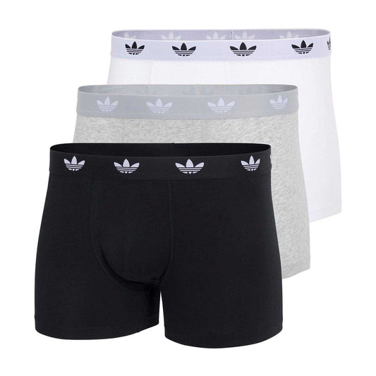 White-Grey-Black - Front - Adidas Mens Originals Boxer Briefs (Pack of 3)