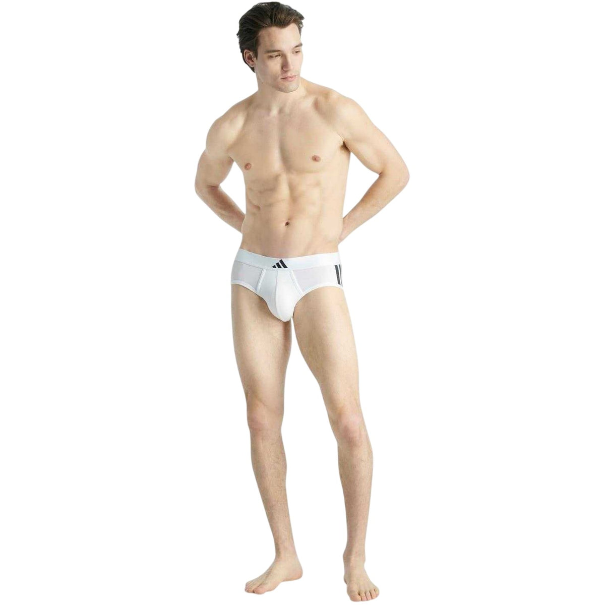 White-Black - Side - Adidas Mens Plain Briefs (Pack of 2)