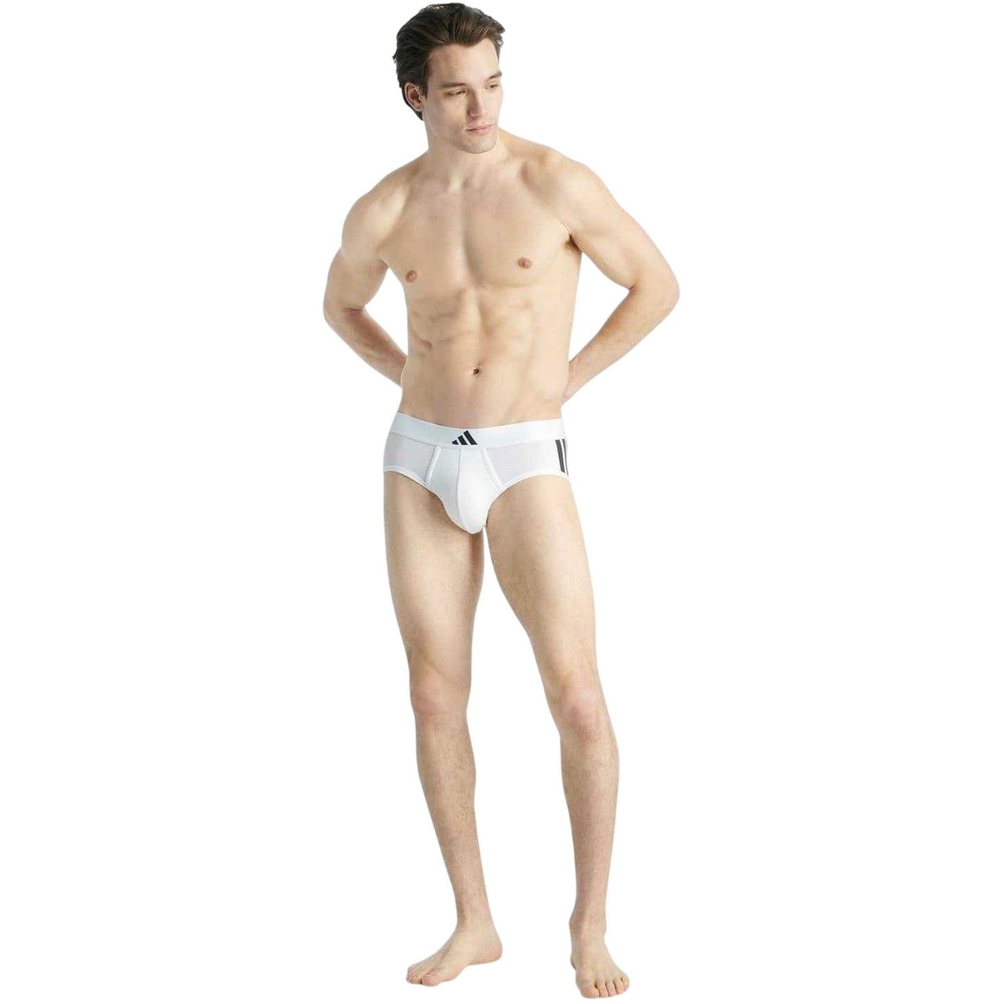 White-Black - Side - Adidas Mens Plain Briefs (Pack of 2)