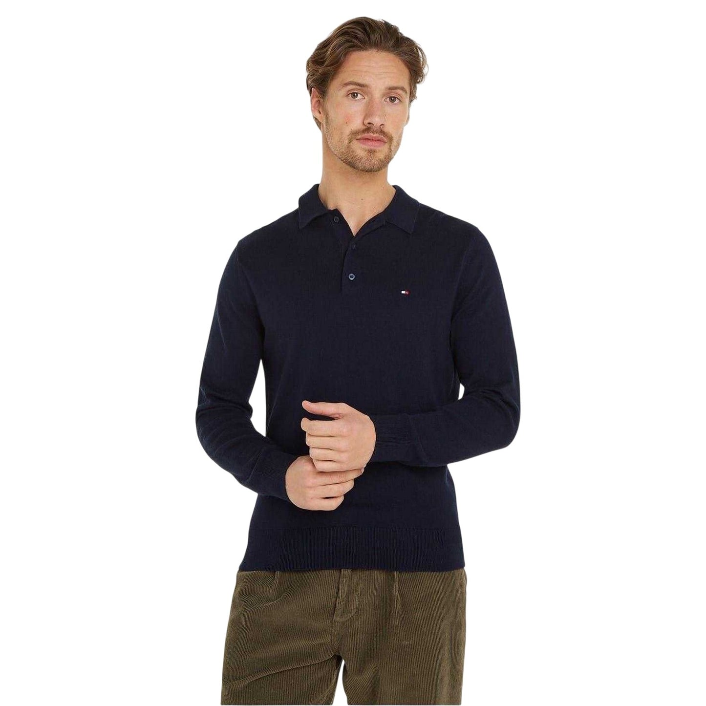 Desert Sky - Side - Tommy Hilfiger Mens Cotton Cashmere Polo Shirt
