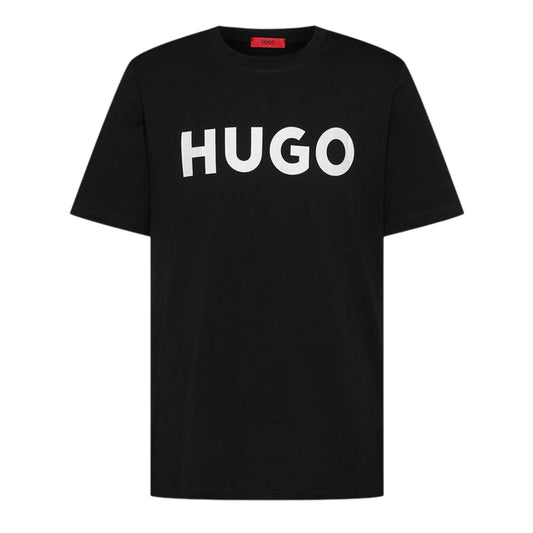 Black-White - Front - Hugo Mens Dulivio Contrast Logo T-Shirt