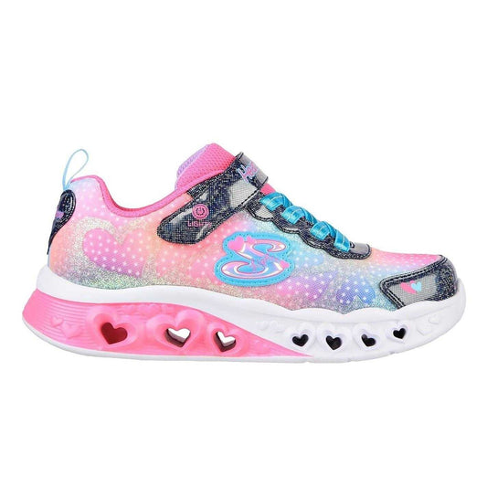 Pink-Navy - Front - Skechers Girls Flutter Heart Light Up Flat Trainers