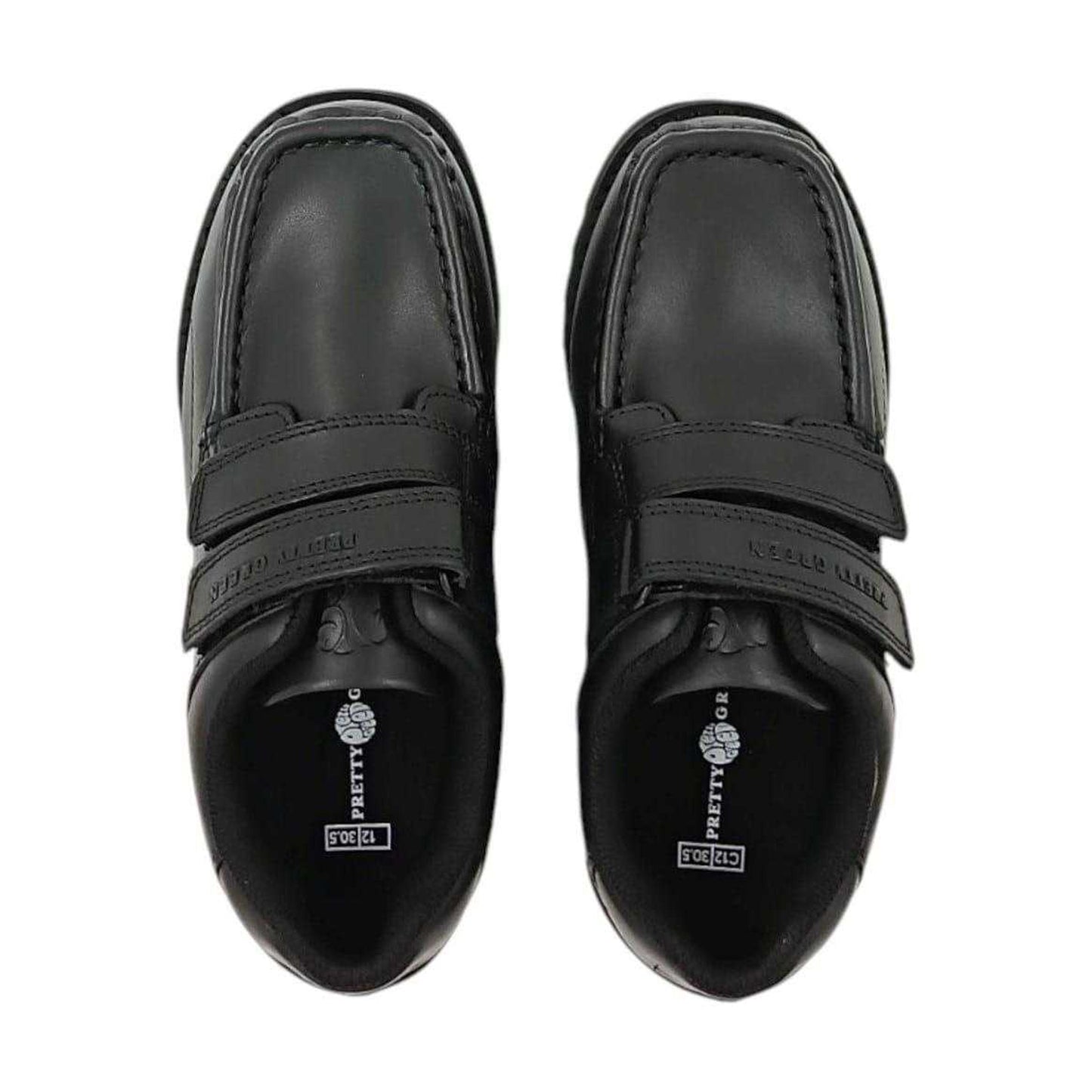 Black - Pack Shot - Pretty Green Childrens-Kids Harrow Leather School Shoes