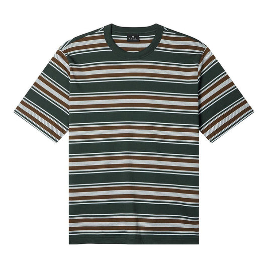 Green - Front - Paul Smith Mens Wide Stripe Crew Neck T-Shirt