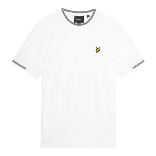 White-Black - Front - Lyle & Scott Mens Eagle Birdseye Tipped T-Shirt