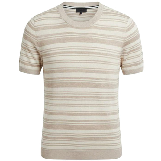 Ecru - Front - Ted Baker Mens Knitted Ribbed T-Shirt