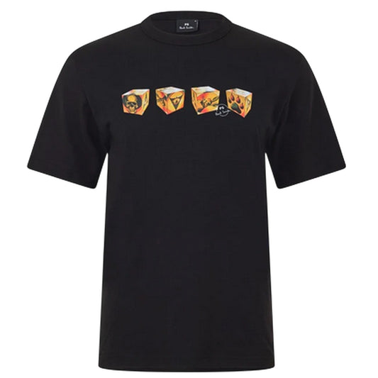 Black - Front - Paul Smith Mens Cube(s) Crew Neck T-Shirt