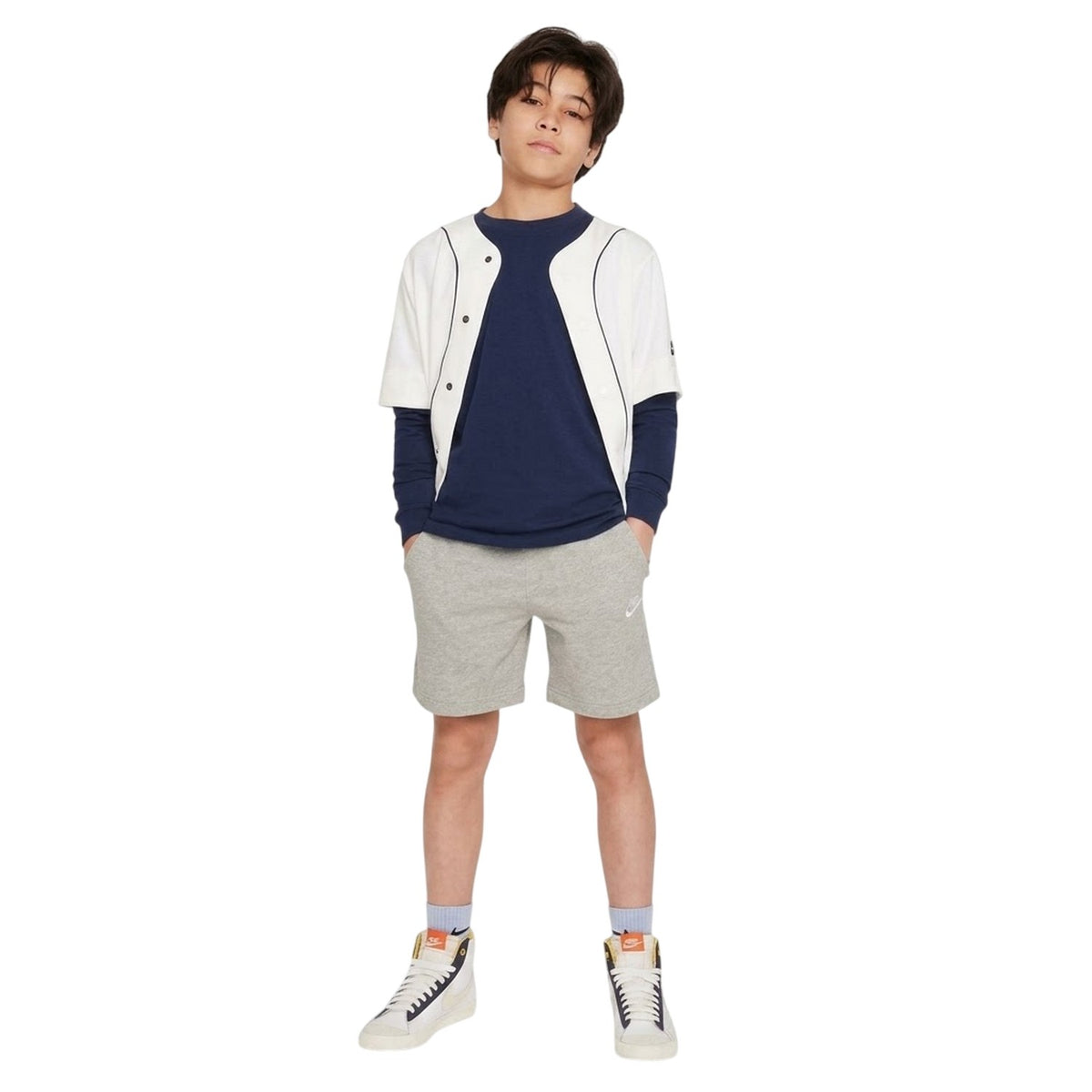 Grey-Black - Lifestyle - Nike Boys Logo Jersey Shorts