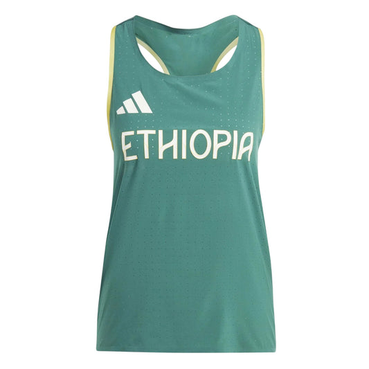 Green - Front - Adidas Womens-Ladies Ethiopia Running Tank Top