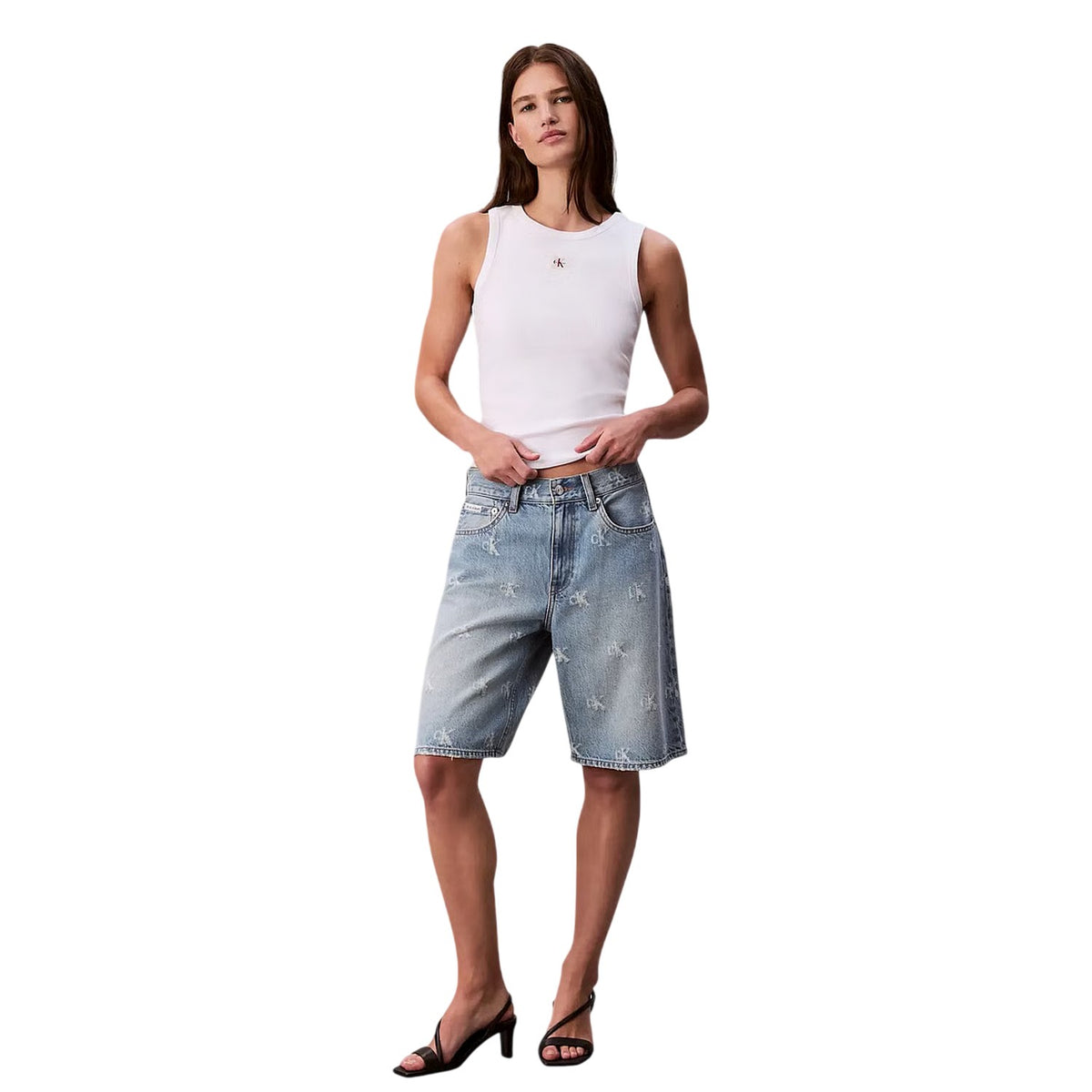 Bright White - Lifestyle - Calvin Klein Womens-Ladies Plain Tank Top