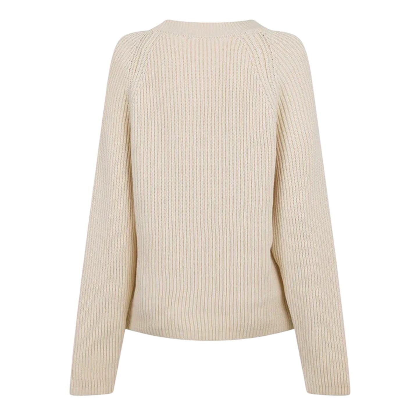 Ivory - Back - Ami Paris Womens-Ladies Crew Neck Raglan Jumper