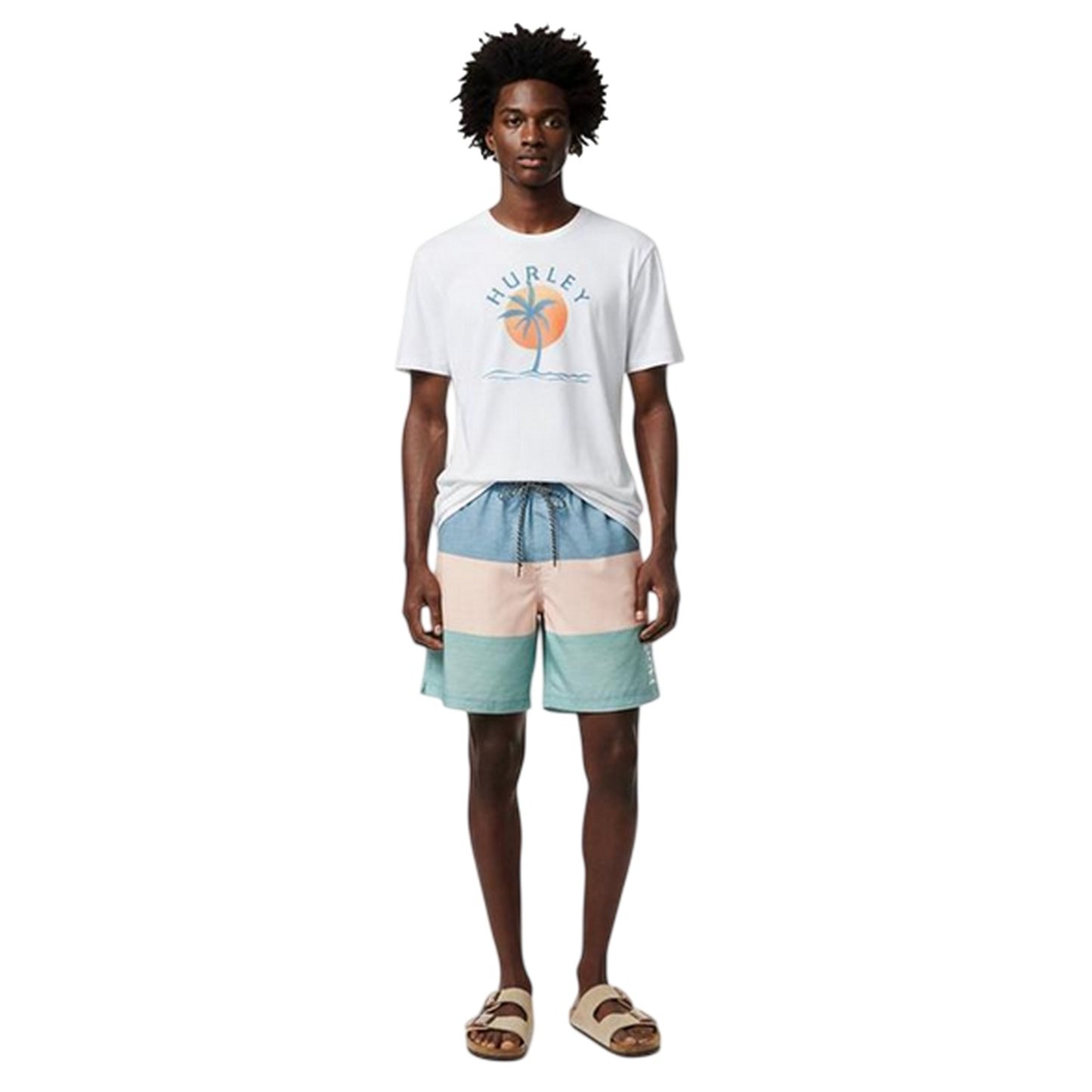 Blue-Peach-Green - Pack Shot - Hurley Mens SMU Colour Block Swim Shorts
