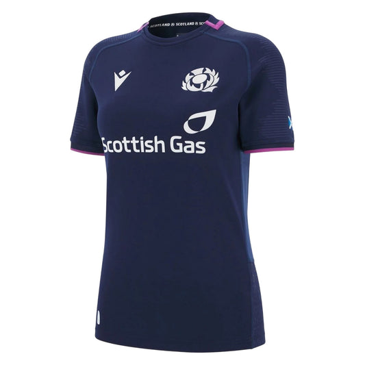 Navy - Front - Scotland RU Womens-Ladies 2025-2026 Crest Rugby Shirt