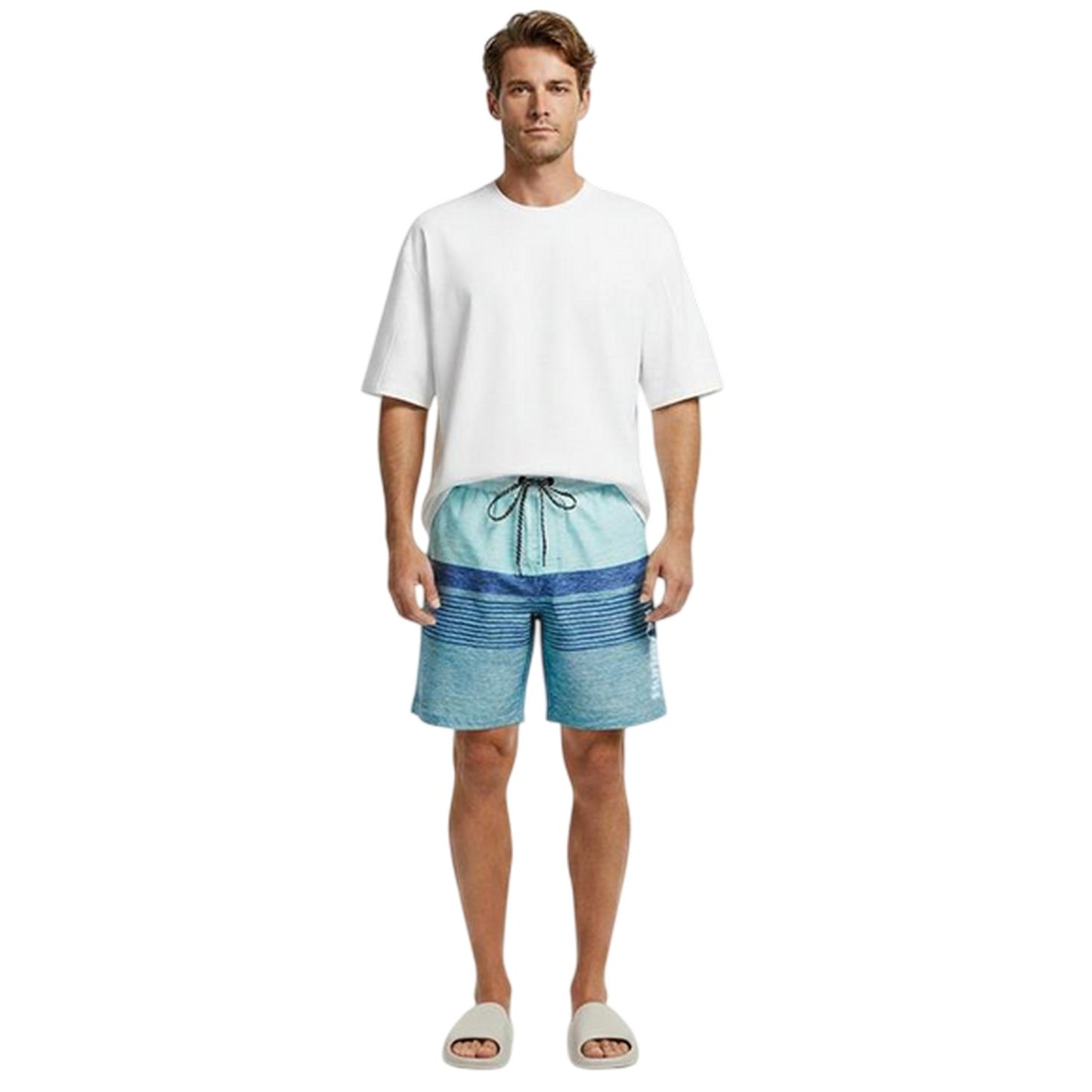 Sky-Pewter - Lifestyle - Hurley Mens Volley Ombre Stripe Swim Shorts